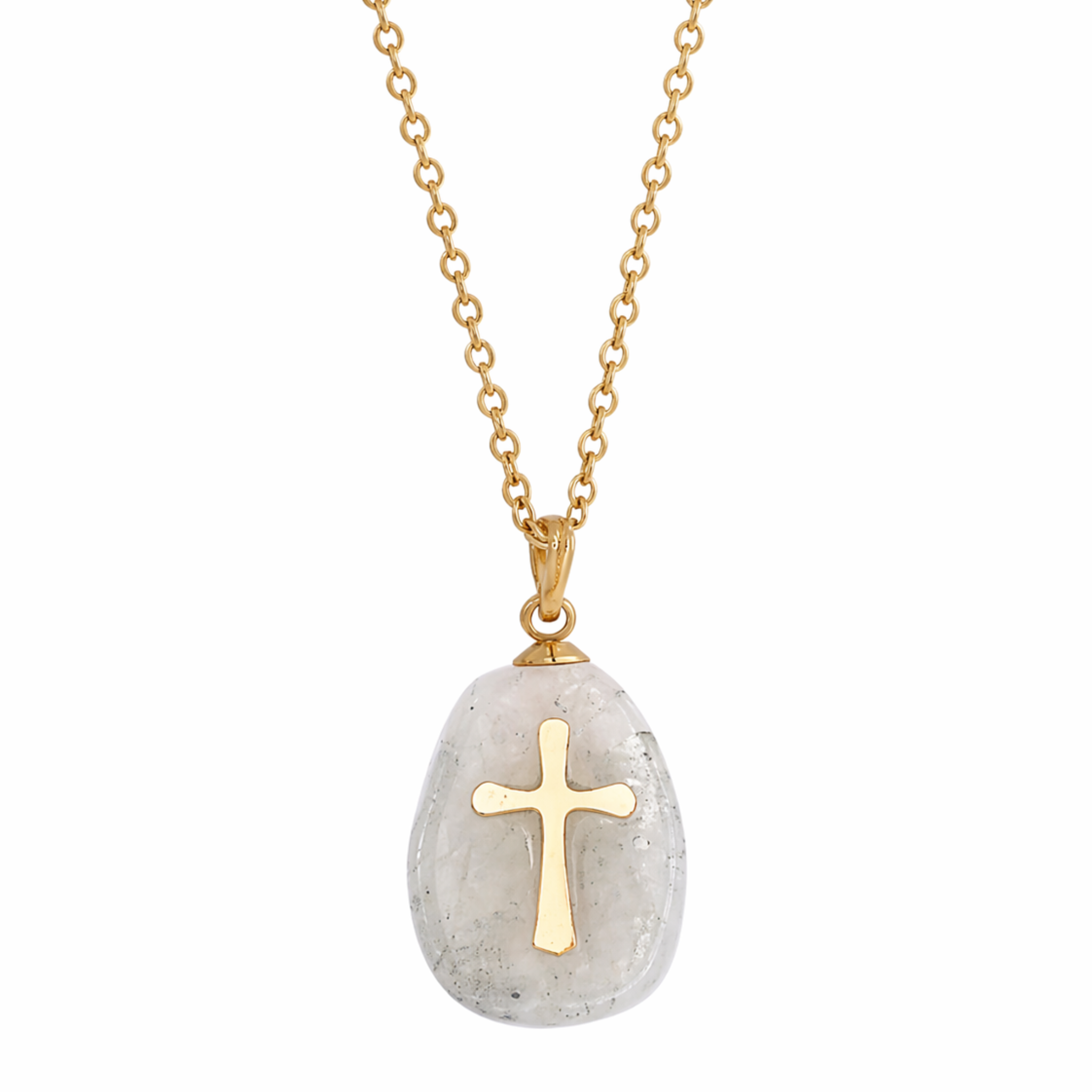 Image of Grace Cross Stone Necklace - Grey