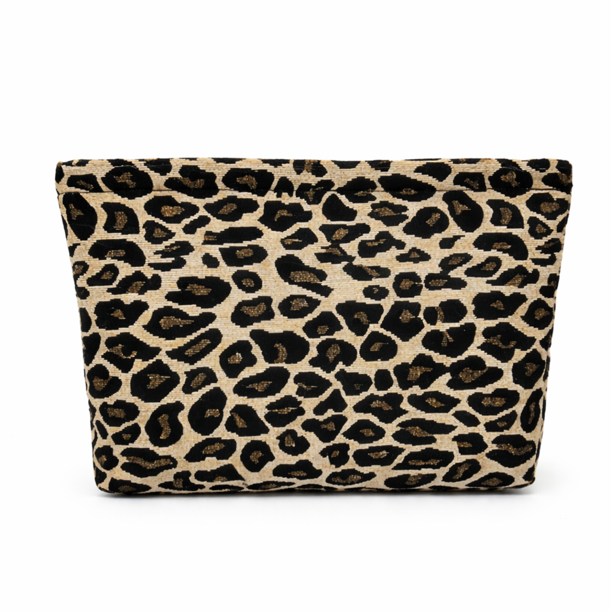 Image of Leopard print handheld cosmetic bag